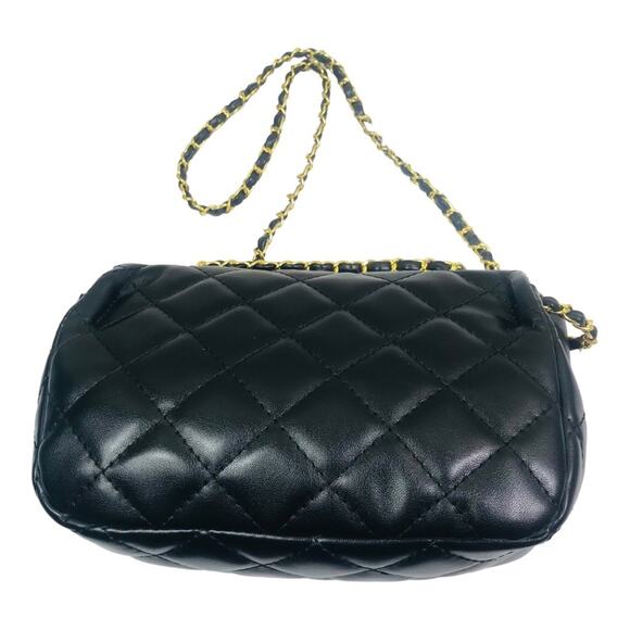 Fashion Design Black Quilted Gold Chain Crossbody / Shoulder Bag - Picture 6 of 15